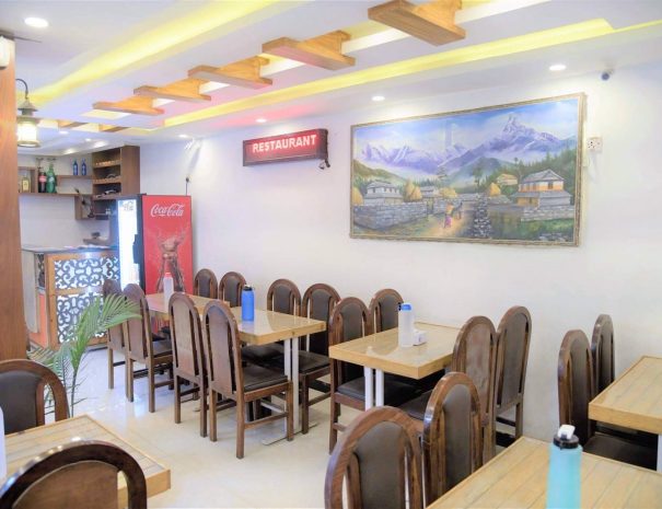 Dining area of hotel in Gaushala